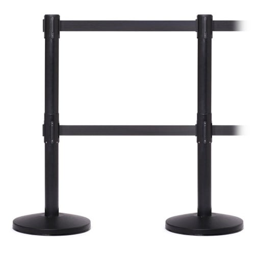 Black Double-layer Retractable Belt Barrier Stanchion Pole