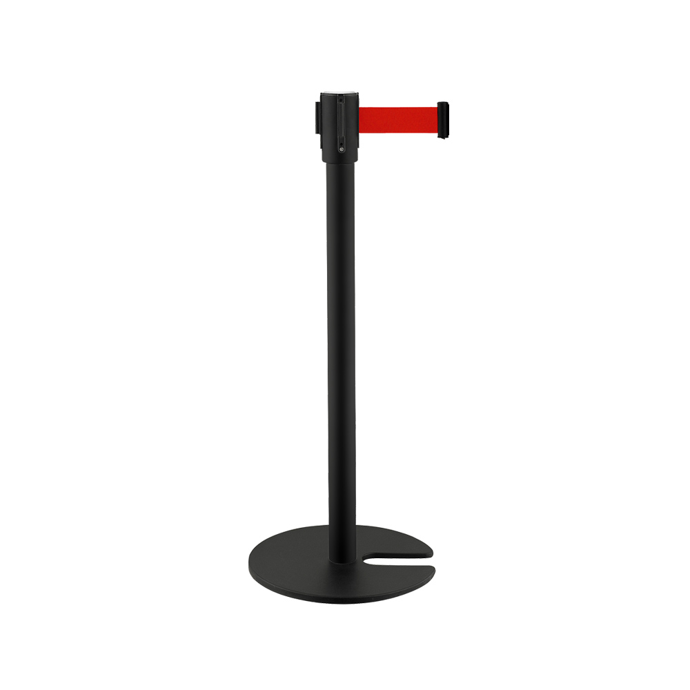 BLACK STACKABLE RETRACTABLE BELT BARRIER STANCHION POST POLE